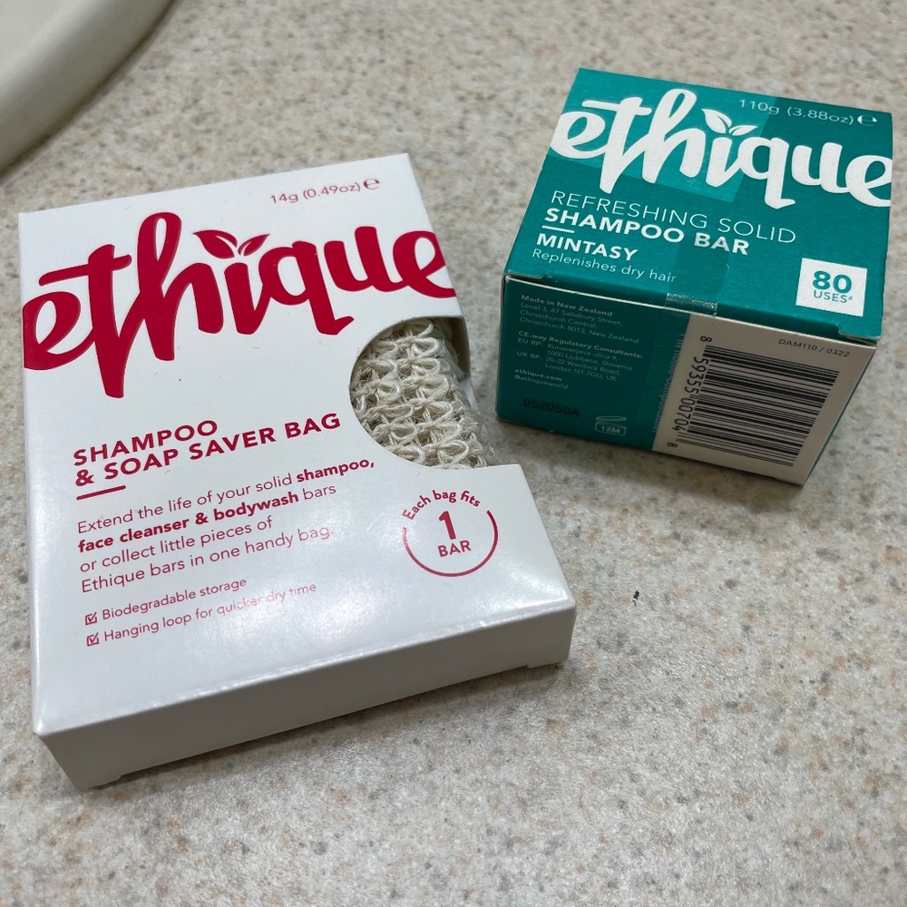 Ethique Mintasy Shampoo Bar and Soap Saver Bag